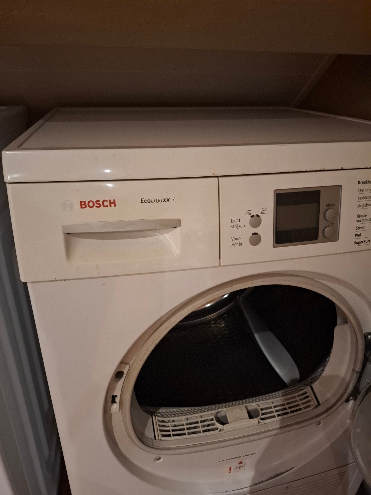 Bosch Ecologixx 7 Condensdroger - Zelfreinigende Condensor, Ophalen, 6 tot 8 kg, Gebruikt, Anti-kreukfase