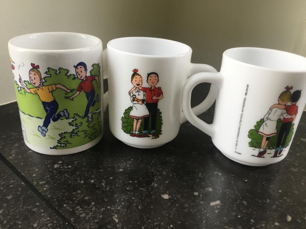 Suske en Wiske, 3 mokken, vintage, Ophalen of Verzenden, Suske en Wiske, Zo goed als nieuw, Gebruiksvoorwerp