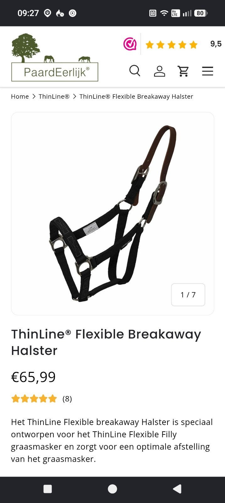 Thinline graasmasker halster maat full, Dieren en Toebehoren, Ophalen of Verzenden, Nieuw, Overige soorten