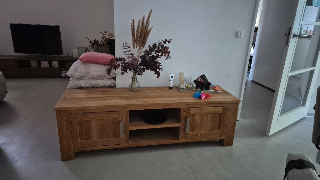 TV meubel Teak, Ophalen, Gebruikt, 150 tot 200 cm, Teakhout