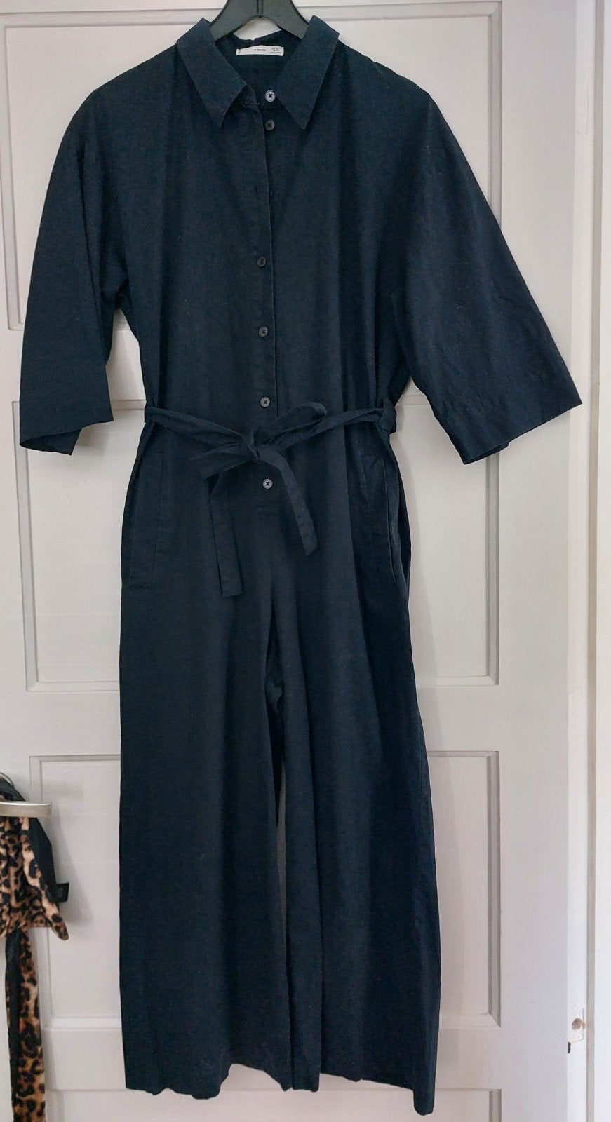 Mango Blauwe Jumpsuit met Ceintuur en Zakken - Maat L/M, Kleding | Dames, Mango, Blauw, Maat 42/44 (L), Ophalen of Verzenden