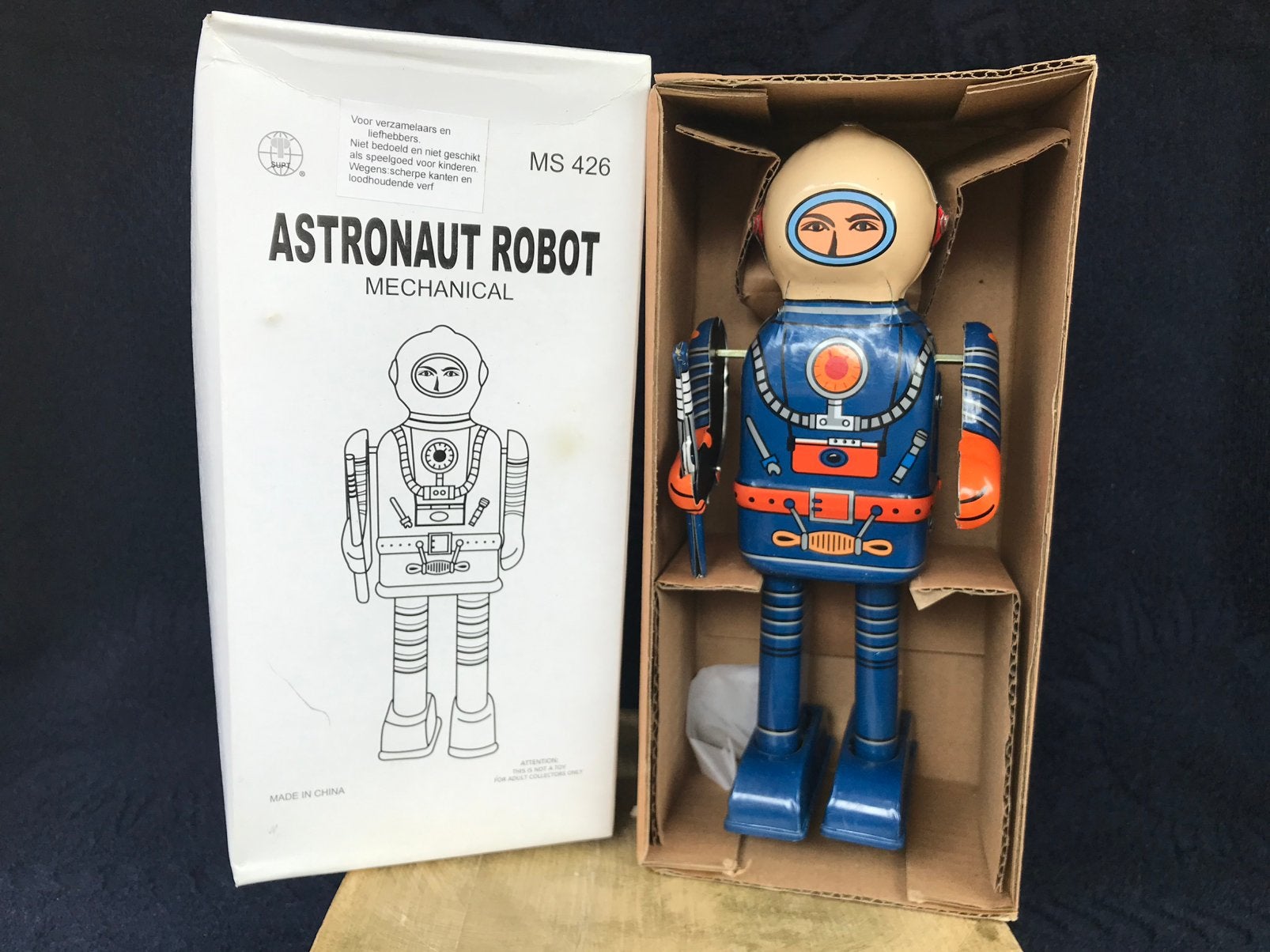 Blikken astronaut robot. Opwindbaar. In zeer goede staat., Ophalen of Verzenden