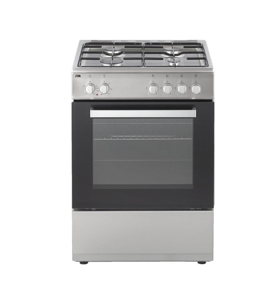 Etna Vrijstaand Gasfornuis met Oven - Zilver, Gebruikt, Gas, 85 tot 90 cm, 4 kookzones