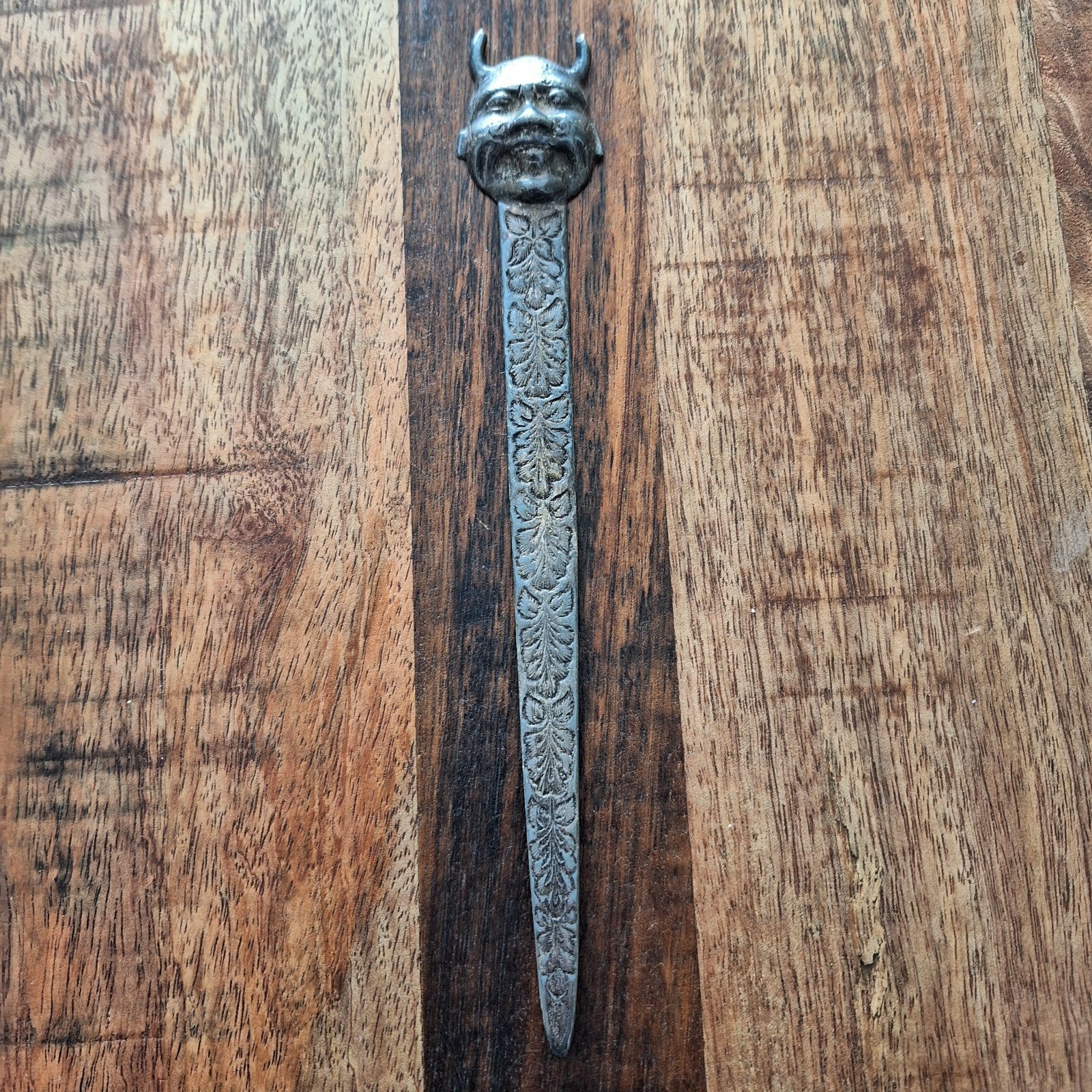 Vintage Zilverkleurige briefopener met Duivel Gezicht, Ophalen of Verzenden