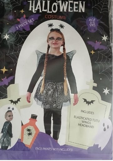 Halloween costume (oranje) 3-5 jaar (rok, vleugels, diadeem), Ophalen of Verzenden, Zo goed als nieuw, 104 of kleiner, Meisje