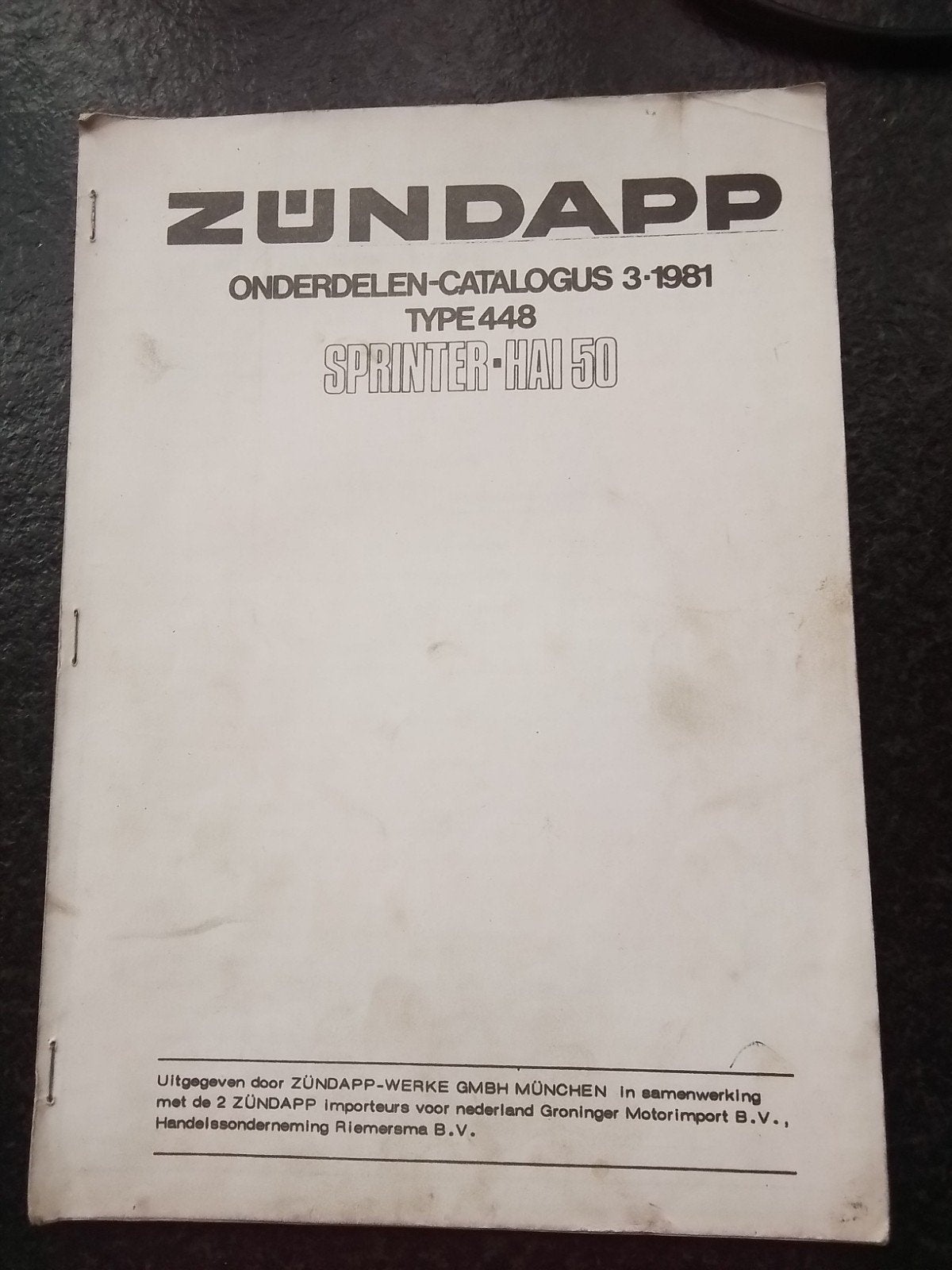 Zundapp onderdelen Catalogus type 448 Sprinter, Ophalen of Verzenden