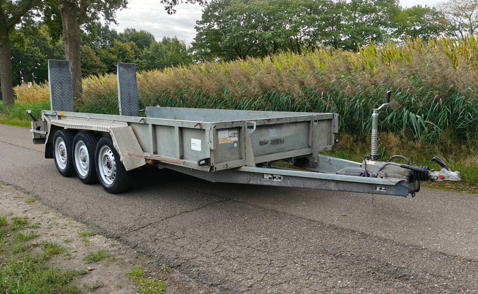 Ifor Williams machinetransporter 3-asser 3500kg parabool, Ophalen, Gebruikt, ., Ifor Williams