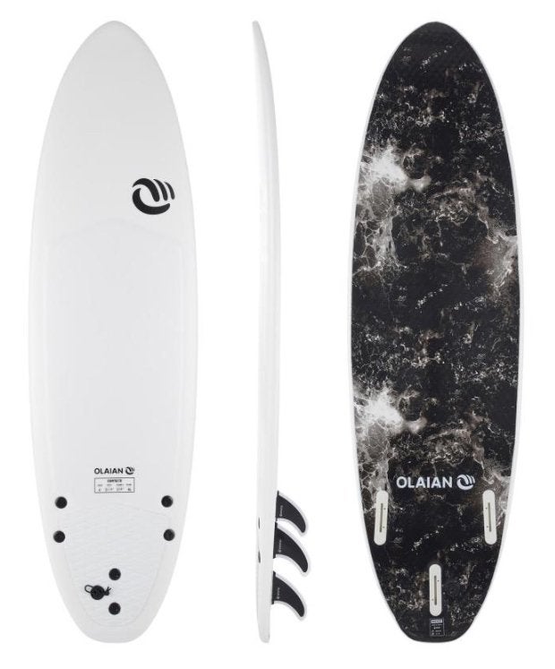Olaian 500 Foam Surfboard 6'0" - Zo goed als nieuw, Ophalen, Zo goed als nieuw, Funboard, Met vinnen