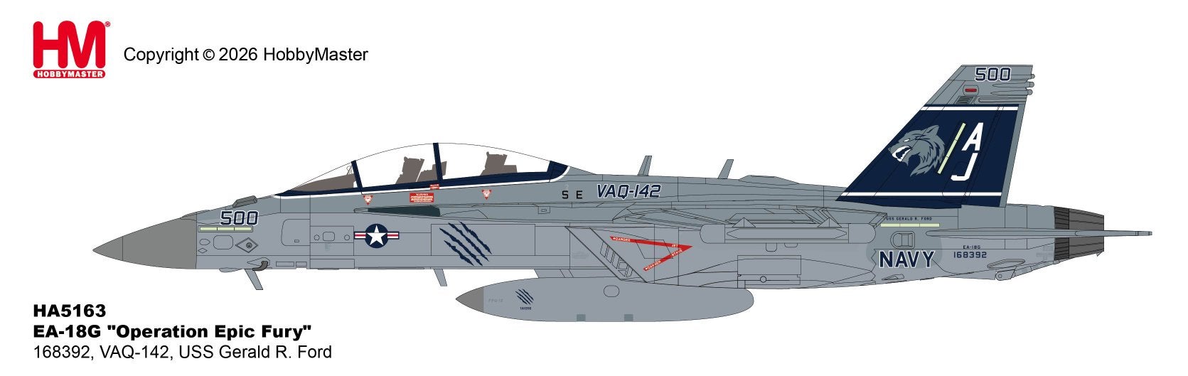 Hobby Master HA5163 | Boeing EA-18G Prowler, Ophalen, Schaalmodel, Nieuw, Pilot Station