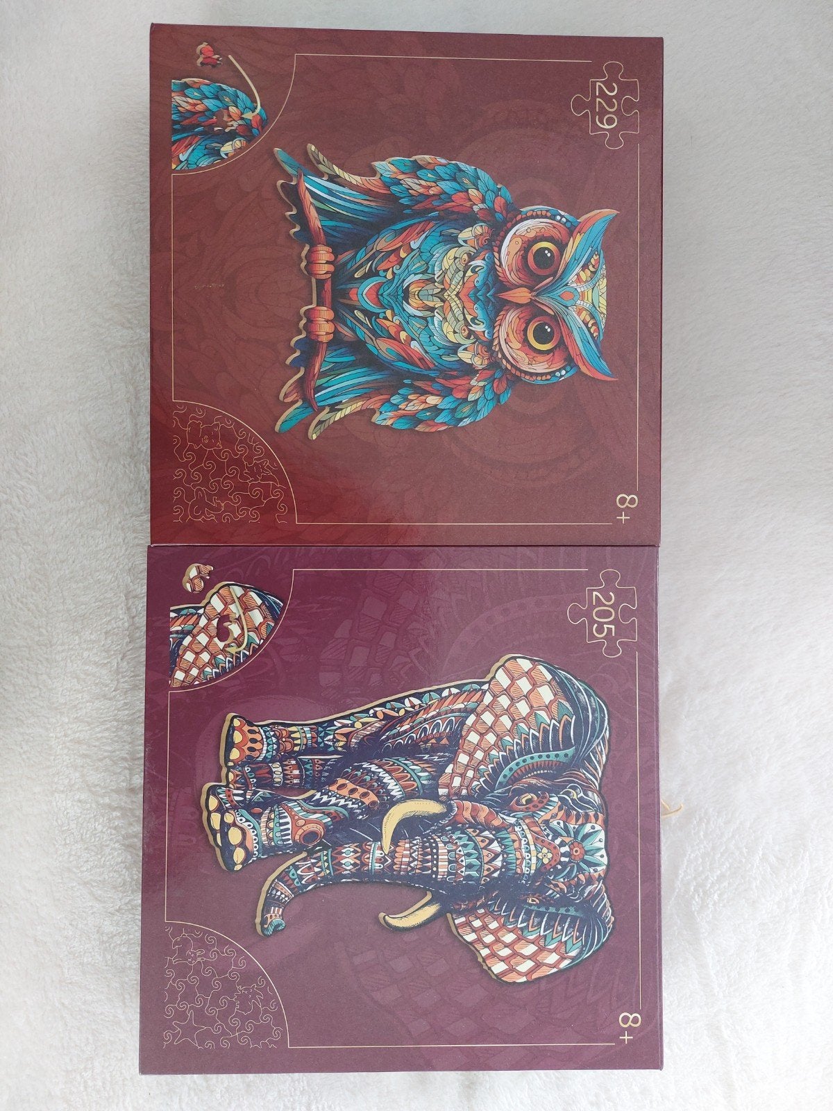 Houten legpuzzels: Uil en Olifant (nieuw), Ophalen, Minder dan 500 stukjes, Nieuw, Legpuzzel