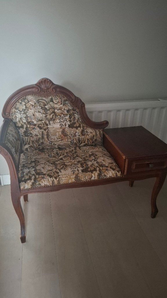 Telefoon bankje antiek, Ophalen, Gebruikt, 100 tot 125 cm, Rechthoekig