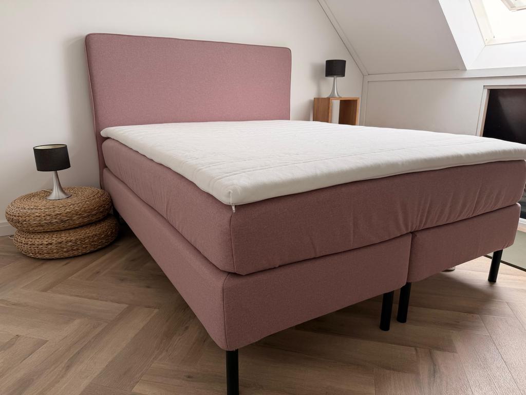 IKEA Dunvik Boxspring 180x200 - Oudroze - Z.G.A.N., Ophalen, Overige kleuren, Tweepersoons, Zo goed als nieuw