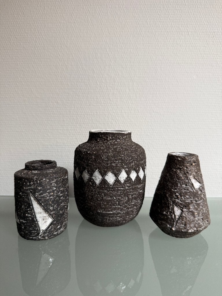 3 vintage Westraven Utrecht keramiek vaasjes NL aardewerk, Ophalen of Verzenden