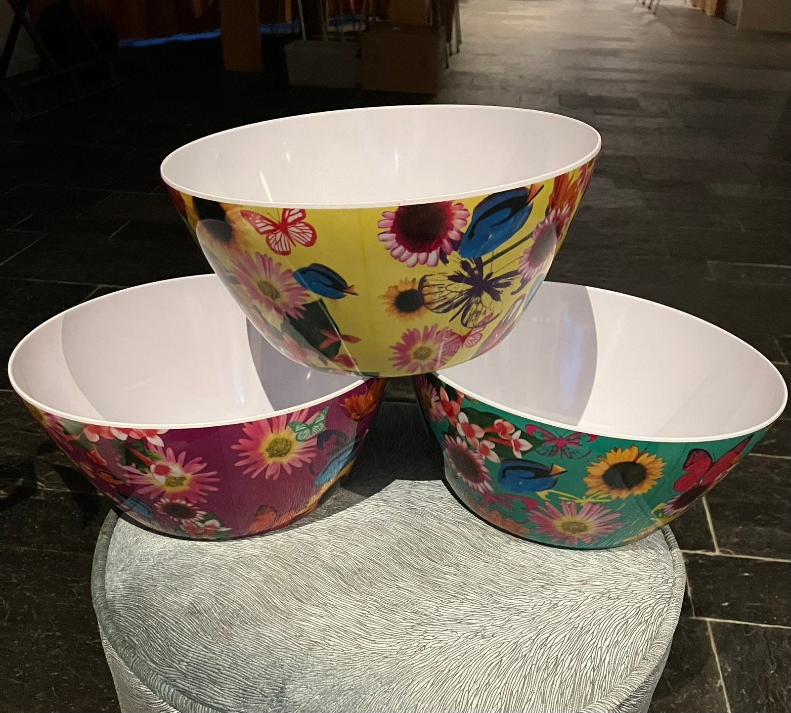 Hard plastic schalen 3x, dia van 25 /15 cm TOTAALPRIJS, Ophalen of Verzenden, Zo goed als nieuw, Overige stijlen, Schaal of Schalen