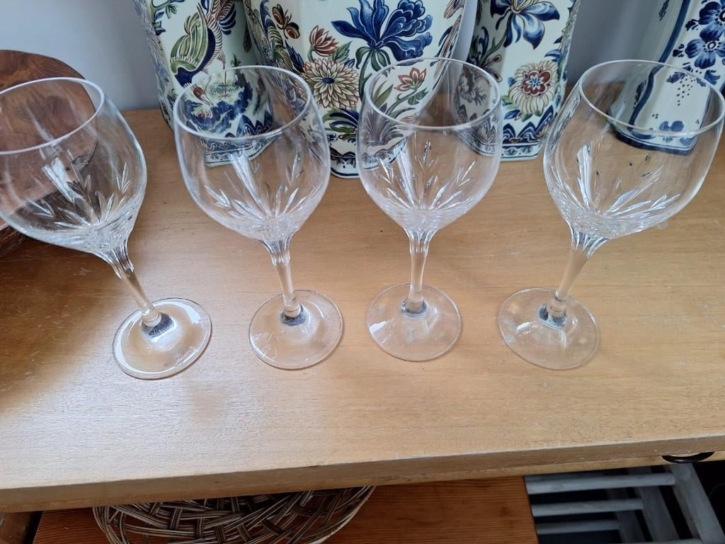 4 loodvrije kristallen glazen, Ophalen of Verzenden