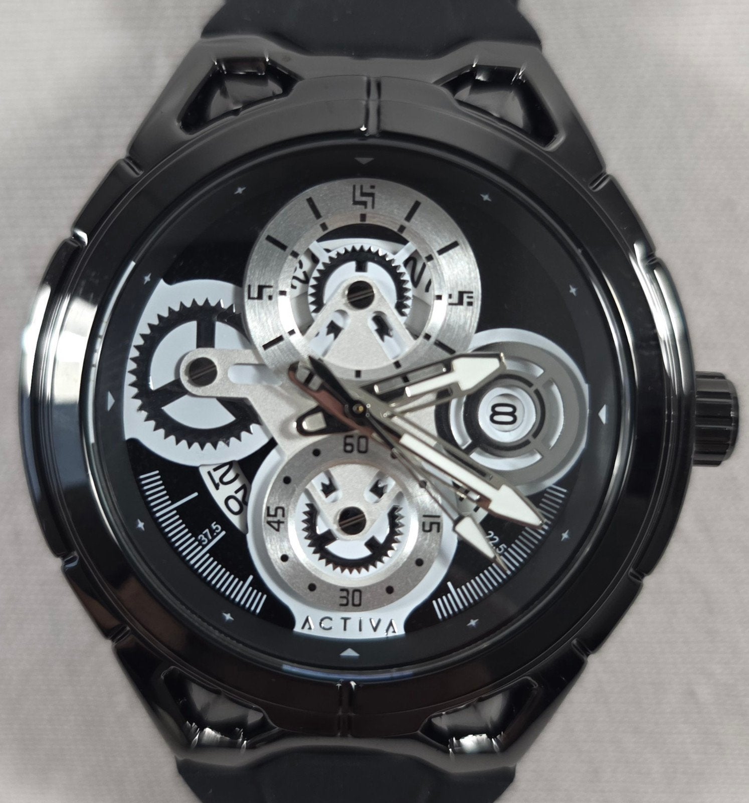 Stoer Activa (Invicta) Herenhorloge Zwart. Nieuw., Overige merken, Verzenden, Polshorloge, Invicta