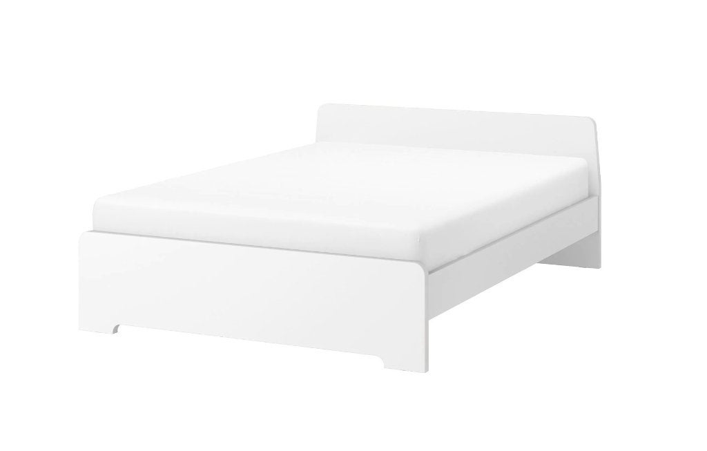 IKEA ASKVOLL bed met matras – wit, 160x200 cm, Huis en Inrichting, Ophalen, Gebruikt, Wit, Tweepersoons