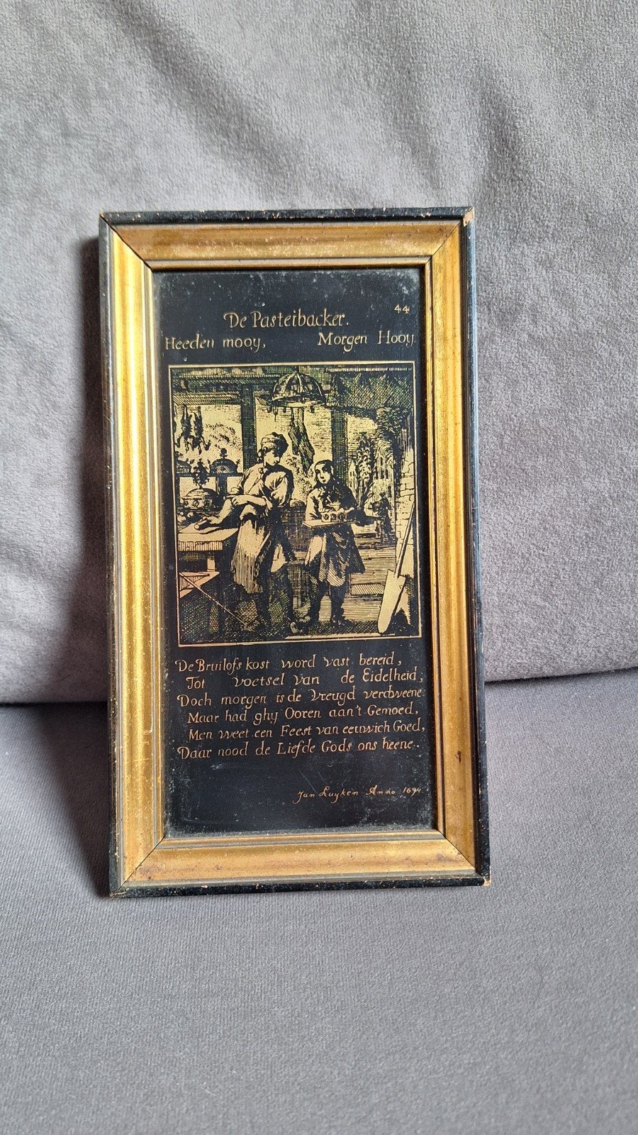 Antieke Jan Luyken Prent "De Pasteibacker" 1694, Antiek en Kunst, Ophalen of Verzenden