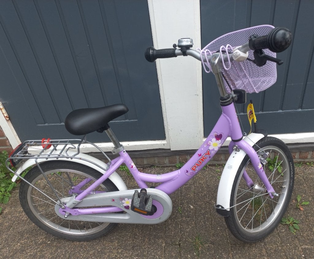 Mooie paarse Puky fiets 18 inch, Ophalen, Terugtraprem, Puky, 16 tot 20 inch