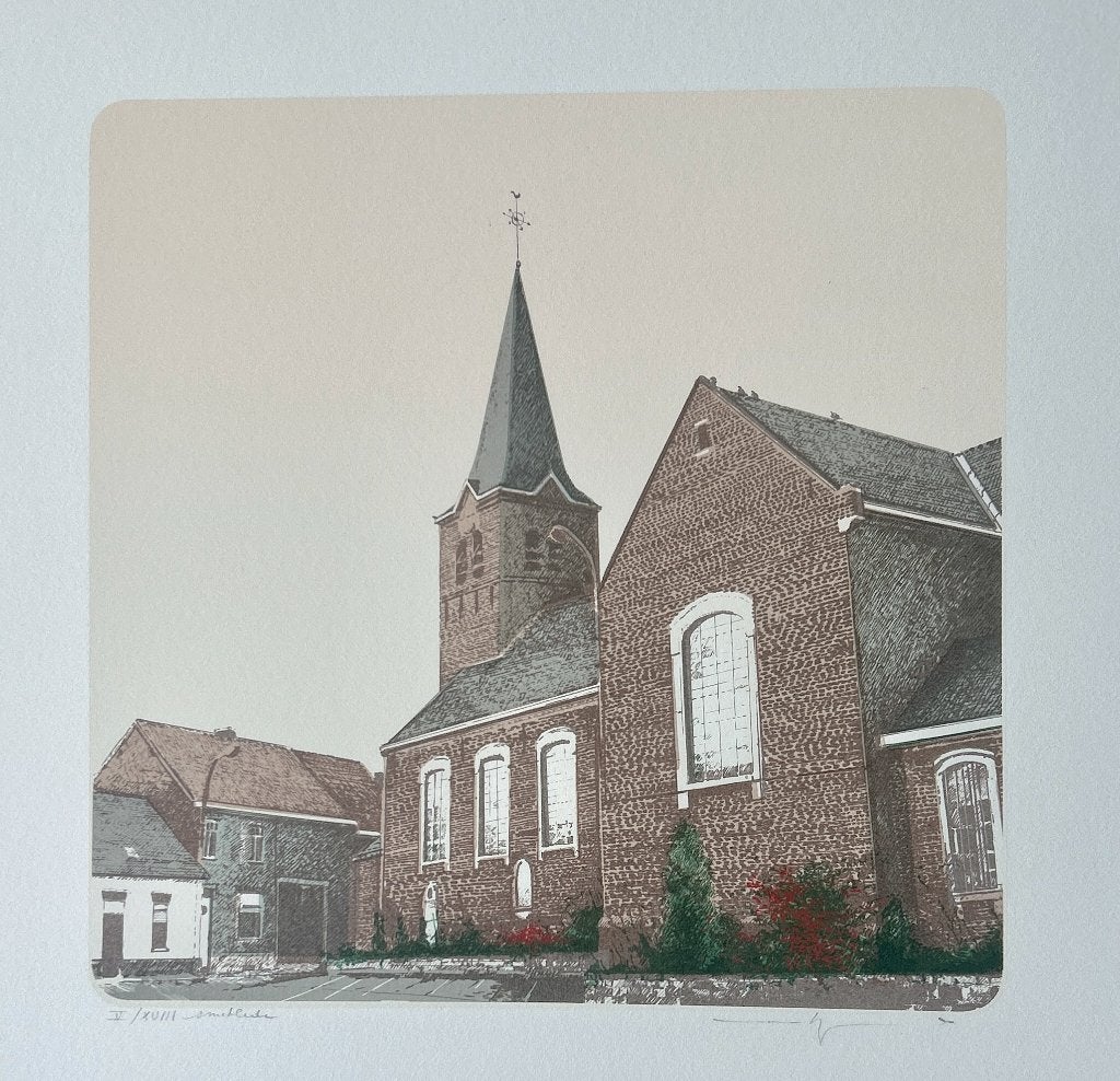 Zeefdruk Martin R. Baeyens - Smet Centre  ZOMEROPRUIMING, Antiek en Kunst, Gesigneerd, Ophalen of Verzenden, Zeefdruk