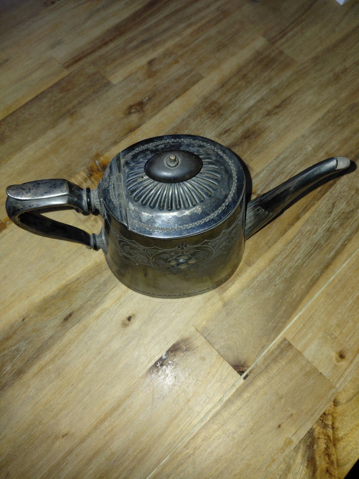 Antieke Zilveren Theepot met Gravures, Antiek en Kunst, Ophalen, Zilver