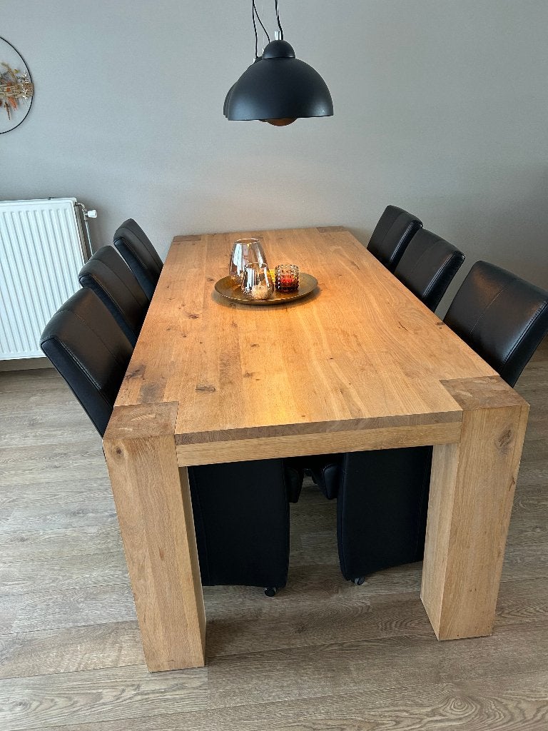 Eetkamertafel met 6 stoelen, Ophalen, Modern eiken, Gebruikt, Eikenhout