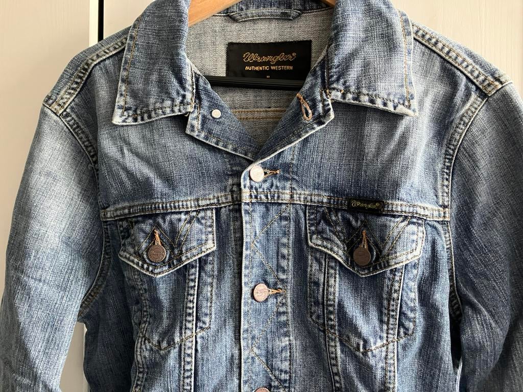 Wrangler jeans jas maat m, Ophalen of Verzenden, Gedragen, Maat 38/40 (M), Blauw