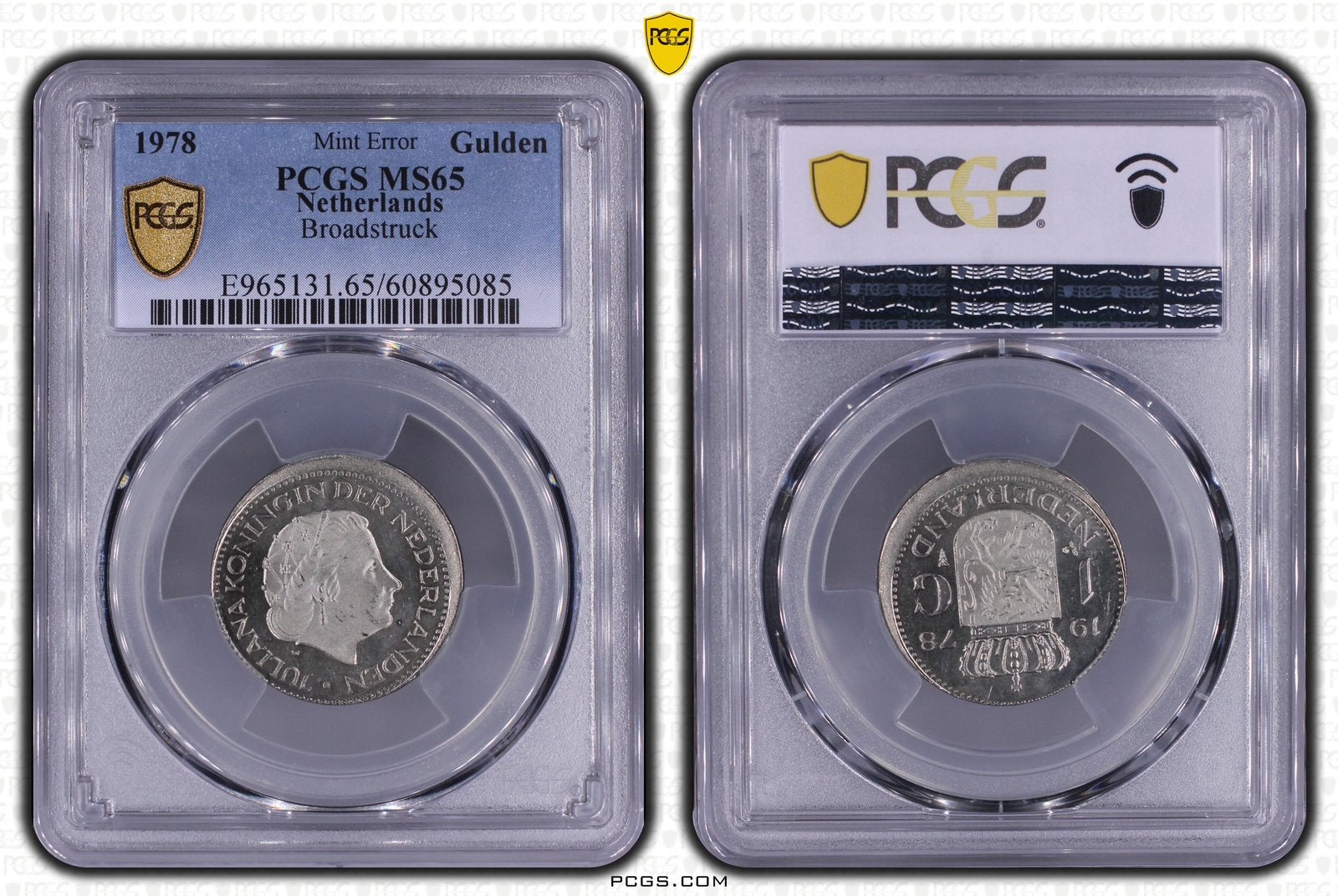 1 Gulden 1978 - (LSch.993) - Mint Error - PCGS MS65, Postzegels en Munten, Ophalen of Verzenden, Koningin Juliana, 1 gulden, Losse munt