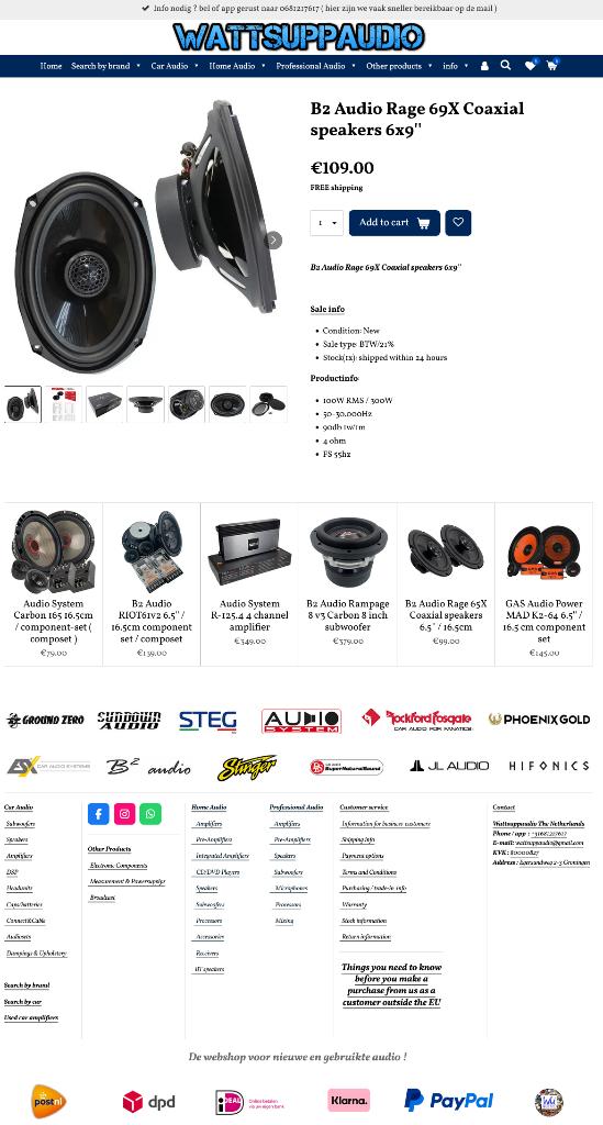 B2 Audio Rage 69X Coaxial speakers 6x9'', Auto diversen, Autospeakers, ., Nieuw, Ophalen of Verzenden, Plantevej 35, 2870 Dyssegaard, Denmark