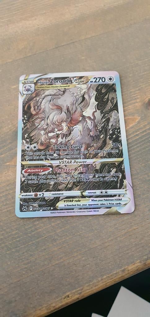 Hisuian Zoroark VSTAR GG56/GG70 Pokémon Kaart, Ophalen of Verzenden, Zo goed als nieuw, Losse kaart, Foil