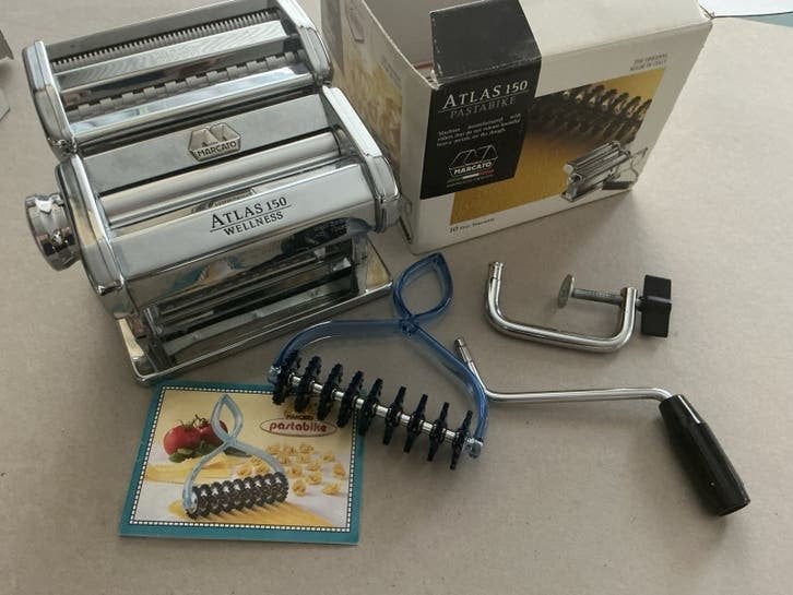 Marcato Atlas 150 Wellness Pastamachine met Pastabike, Gebruikt, Zilver, Ophalen of Verzenden, Metaal