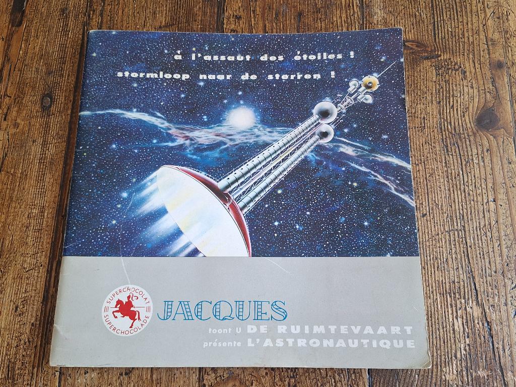 Jacques chocola plaatjesalbum: DE RUIMTEVAART, Ophalen of Verzenden, Gelezen