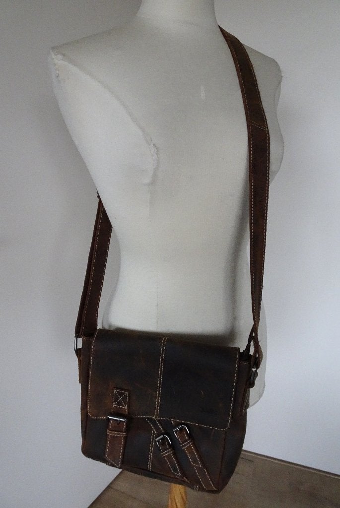 LEREN TAS VAN TOMY, Ophalen of Verzenden, Zo goed als nieuw, Bruin, Schoudertasje
