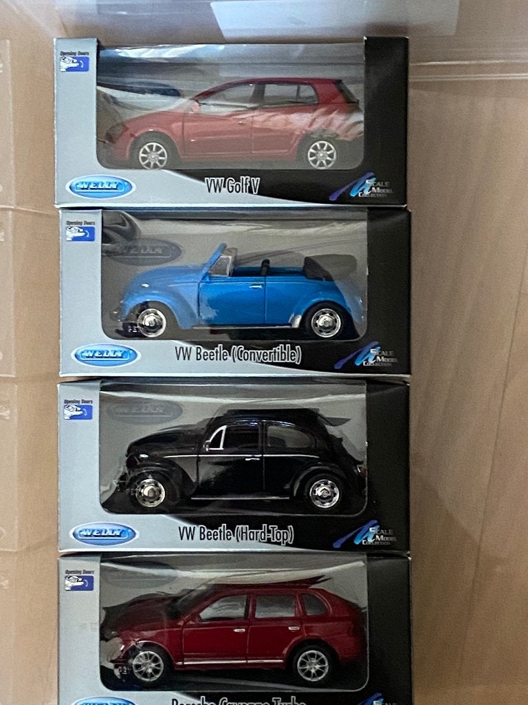 Welly modelauto's set van 4. 1:34 / 1:39  VW en Porsche, Ophalen of Verzenden, Nieuw, Auto, Overige merken