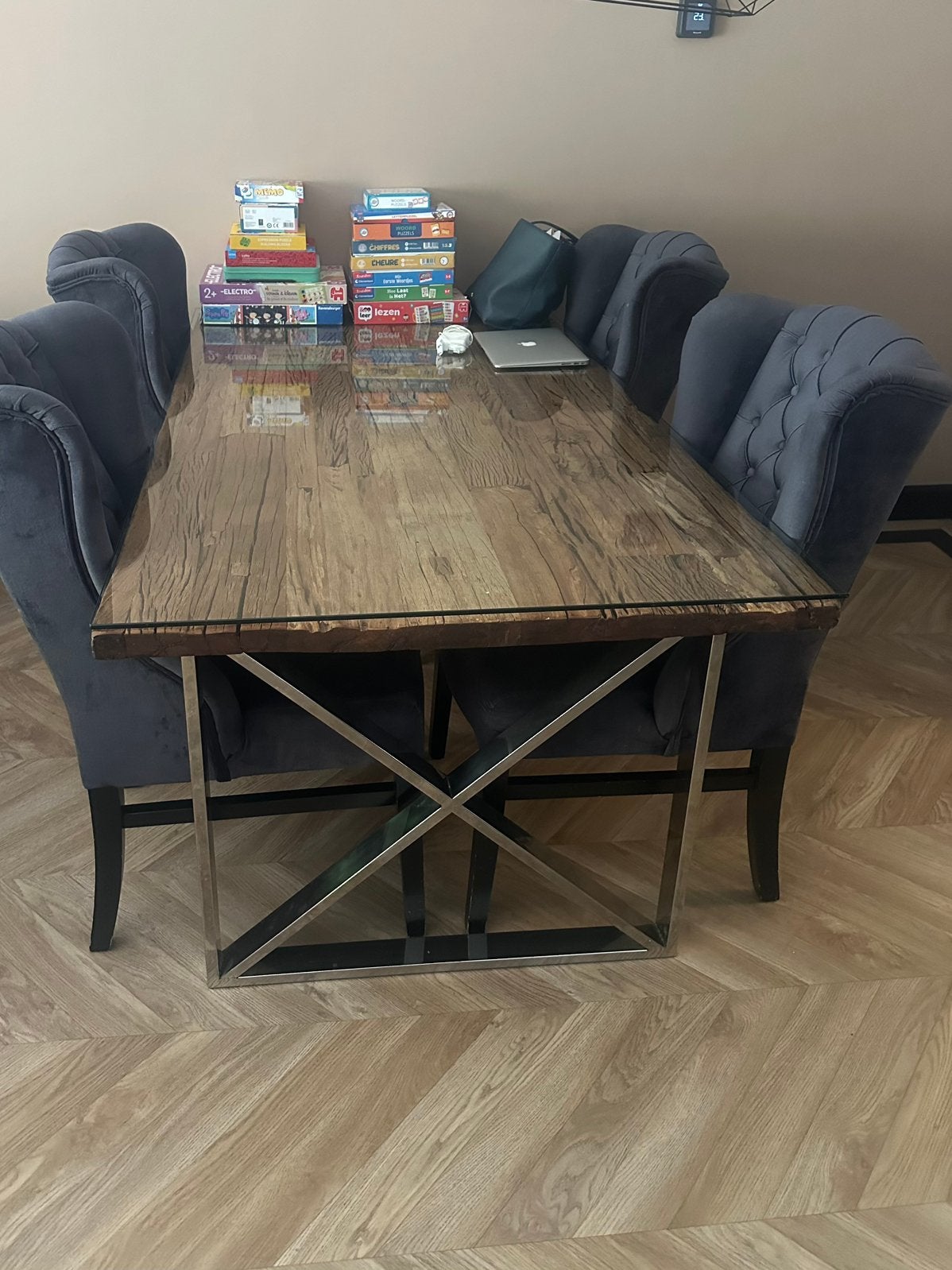 complete woonkamerset eettafel,salontafel tvmeubel,4 stoelen, Huis en Inrichting, Ophalen, 100 tot 150 cm, Zo goed als nieuw, 150 tot 200 cm