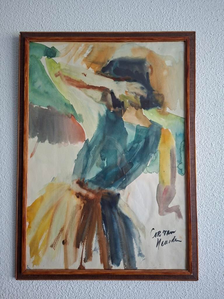 Prachtige aquarel Cor van Heusden, Antiek en Kunst, Ophalen of Verzenden