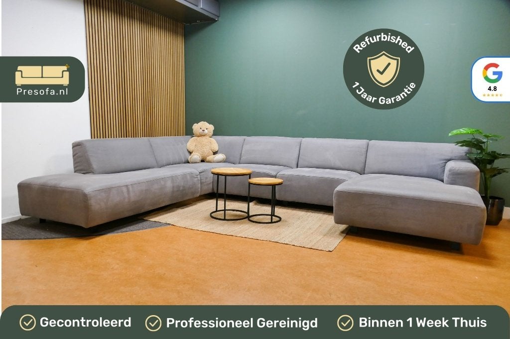 Grote U Bank Montel Multi Plus Grijs [Refurbished], -, -, Hoekbank, 300 cm of meer