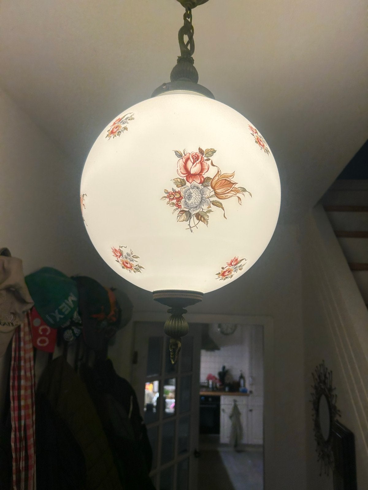 Vintage Hanglamp met Bloemenprint, Ophalen