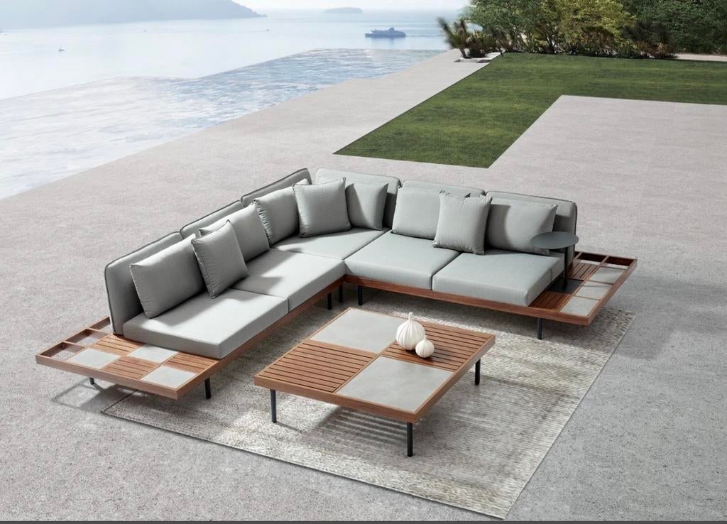 Java Prestige Hoekset | Houten Details | Loungeset, Ophalen, Meer dan 8 zitplaatsen, Zo goed als nieuw, Loungeset