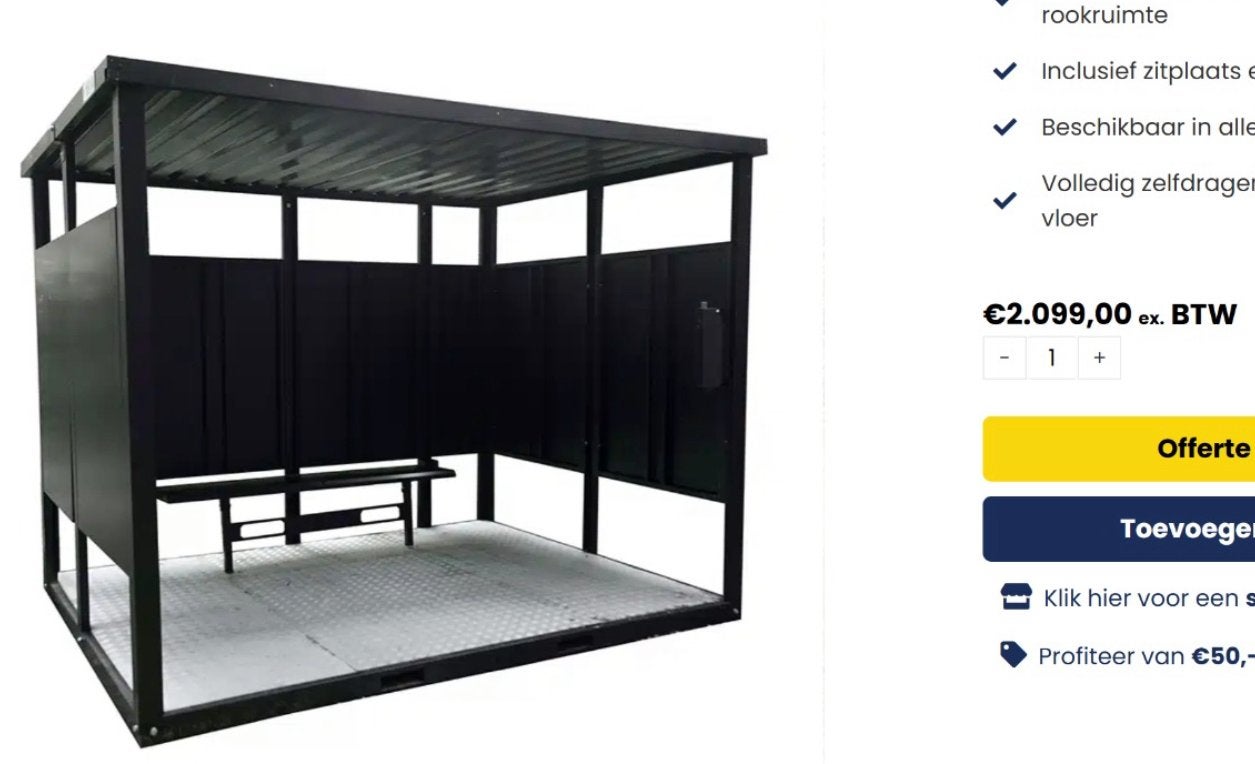 Rookruimte / rokershok, Ophalen, Overige typen, Minder dan 4 meter, Nieuw