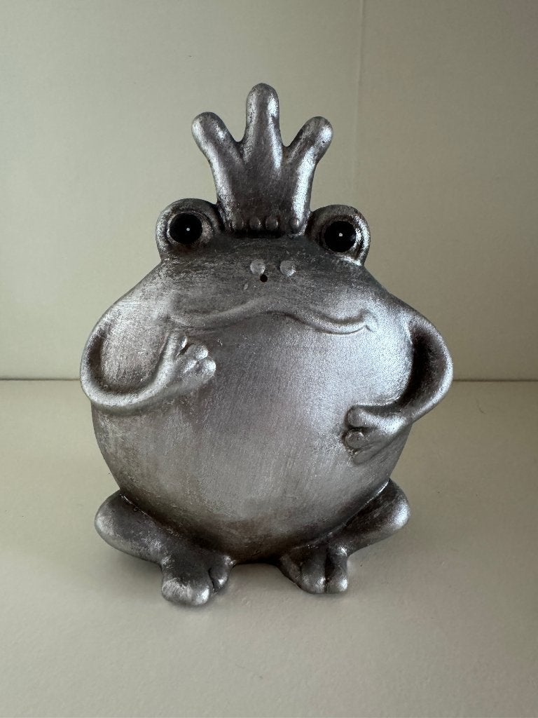 Zilveren kikker met kroon - 15 cm, Verzamelen, Ophalen of Verzenden, Nieuw, Dier