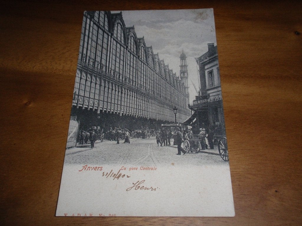 Centraal Station Antwerpen Zijkant Levendig Belgie, Verzamelen, Verzenden, Voor 1920, Gelopen, Antwerpen