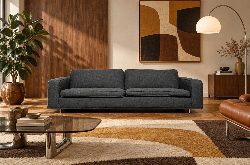 NIEUW GESTOFFEERD Italiaanse Designbank Grijs | NP €10.000, Nieuw, Www.designplaats.nl, Rechte bank, Design Bank Bankstel Zetel
