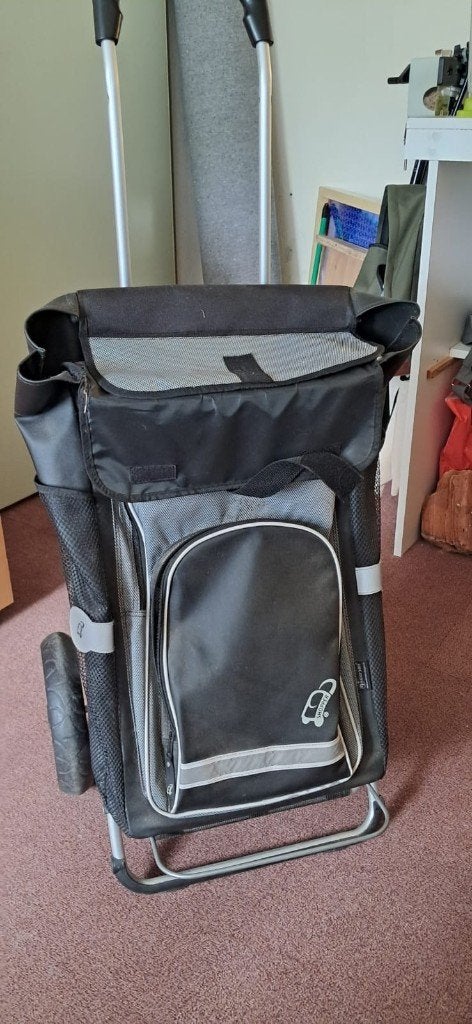 Stevige Boodschappentrolley op wielen, Ophalen, Zo goed als nieuw, Zwart, Shopper