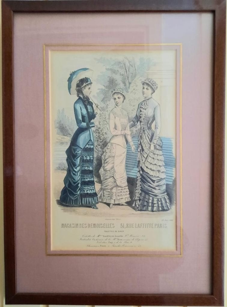 2 Franse mode schilderijen 1880, Antiek en Kunst, Ophalen of Verzenden, Overige typen, Achter glas