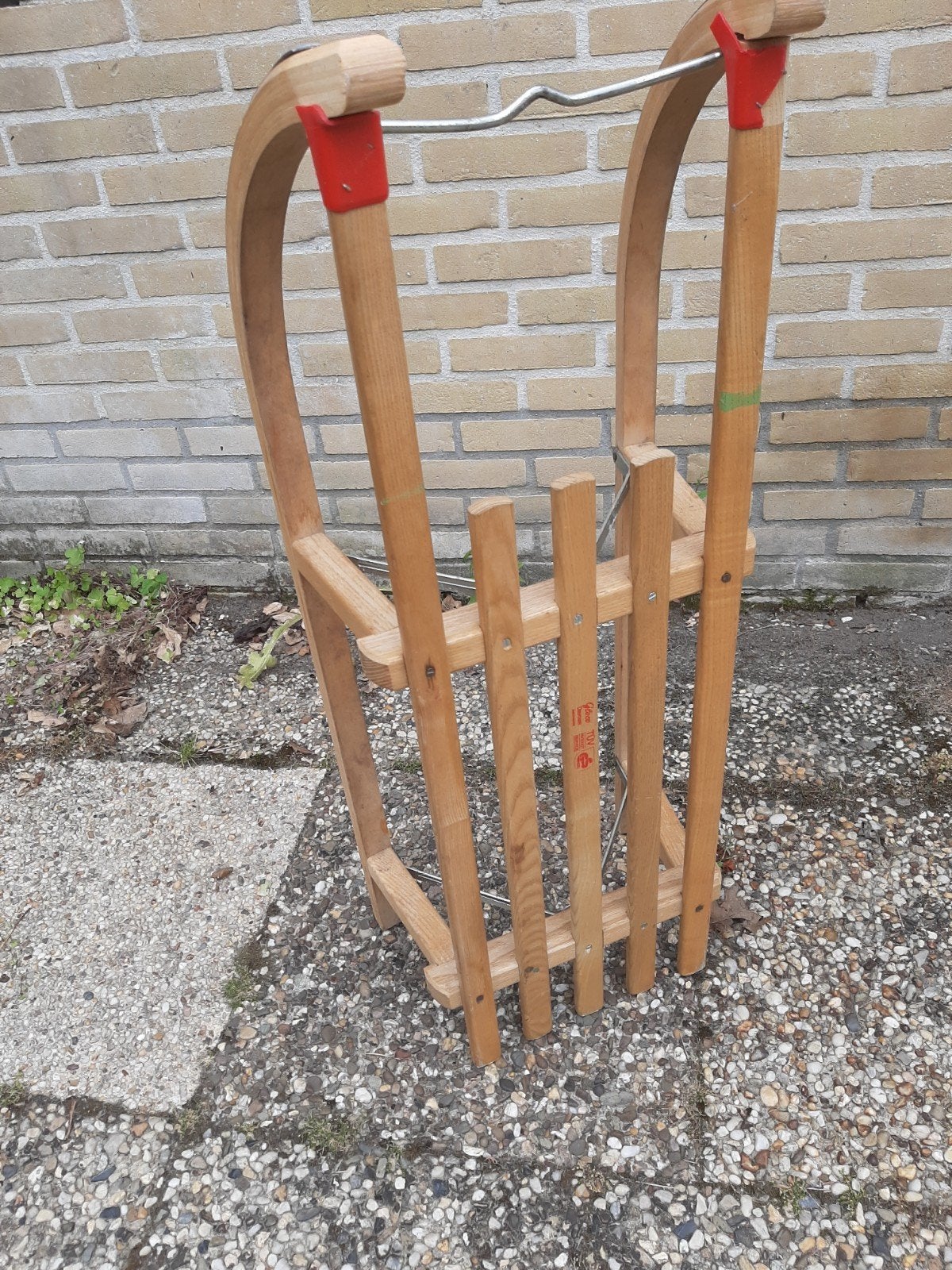 Houten slee  - Zo goed als nieuw, Ophalen, Rugleuning, Zo goed als nieuw, Hout