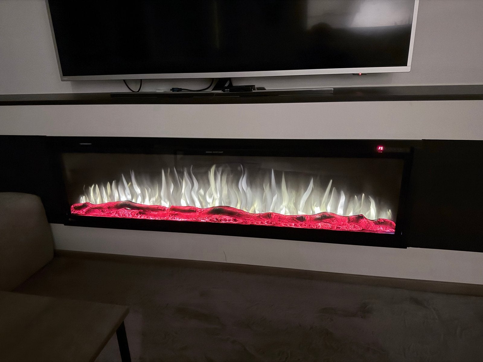 Moderne elektrische haard met kleurrijke vlammen, Ophalen, Gebruikt, Inbouwhaard, Elektrische haard