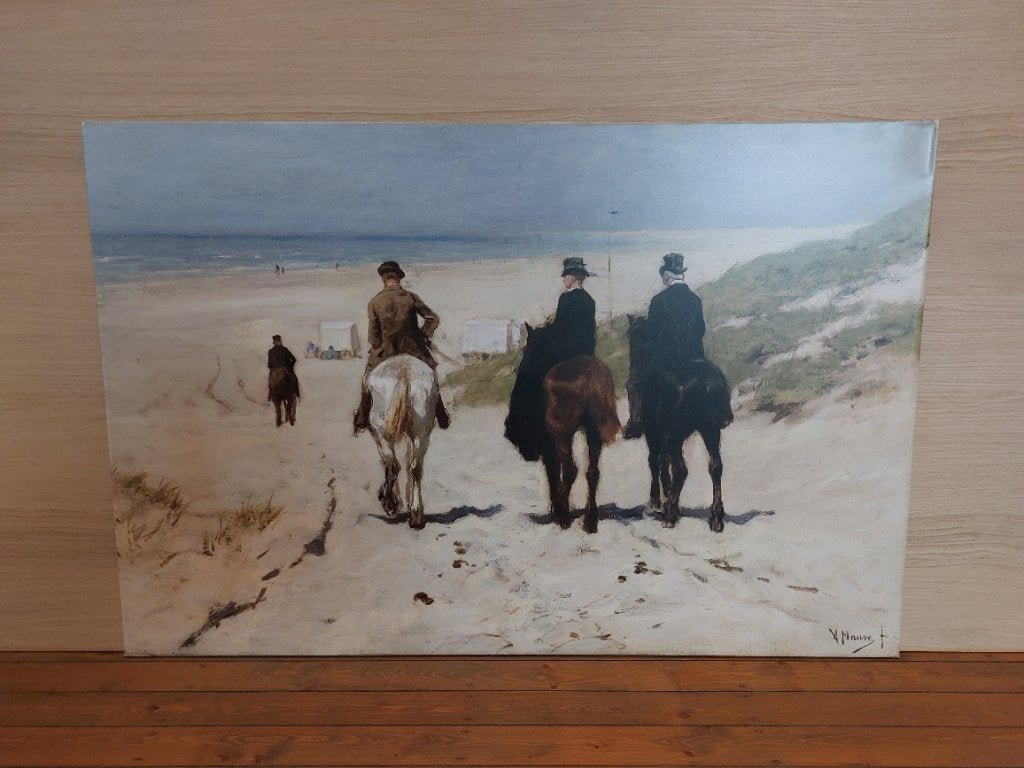 Langs het strand van Anton Auve  schilderij op canvasdoek, Antiek en Kunst, Kunst | Schilderijen | Klassiek, Ophalen