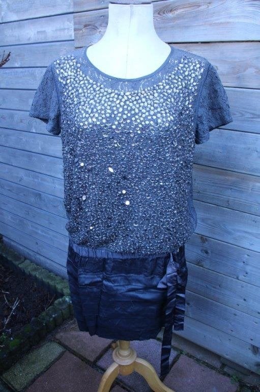 Jurk grijs Twin-Set mt M Transp Vaste prijs OPRUIMING, Maat 38/40 (M), Twinset, Ophalen of Verzenden, Grijs