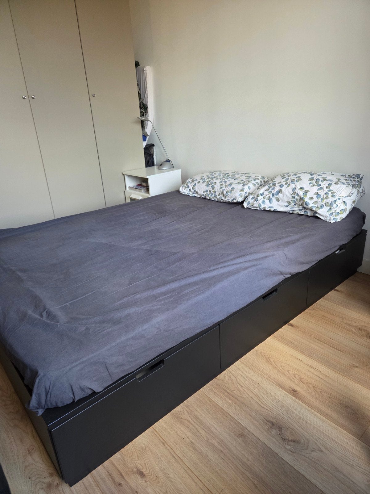 IKEA NORDLI Bed 140x200 met opberglades, Ophalen, Zwart, Tweepersoons, 140 cm